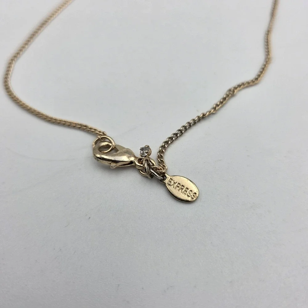 Express Gold Tone Hammered Triangle Necklace Collar Statement Cleopatra 18